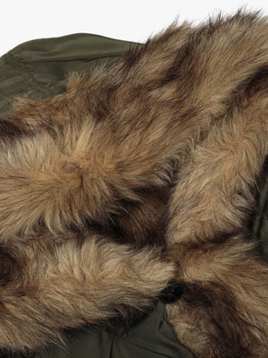 Retro Pleated Fur Hooded Padded Jacket - thumbnail 22