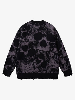 Dark Street Skull Frayed Hem Sweater - thumbnail 4