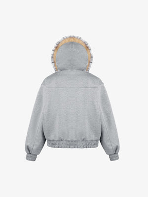 Vintage Patchwork Fur Hooded Cotton Jacket - thumbnail 3