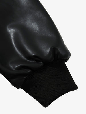 Street Motorcycle Stand Collar Leather Padded Jacket - thumbnail 10