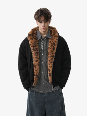 Tiger Print With Ears Hooded Fur Jacket - thumbnail 2