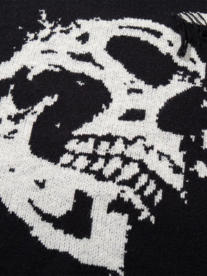 Hip-Hop Dark Skull Frayed-Edge Knit Sweater - thumbnail 11