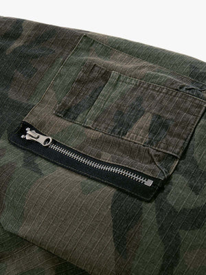 Retro Camouflage Faux Two-Piece Bomber Jacket - thumbnail 4