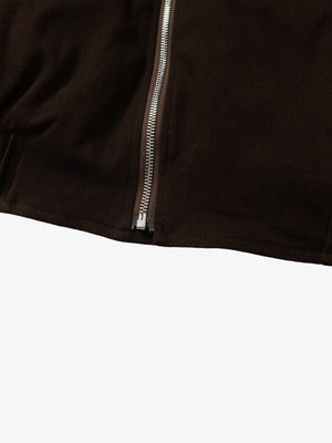 Street Punk Oblique Zipper Lambswool Collar Quilted Jacket - thumbnail 17