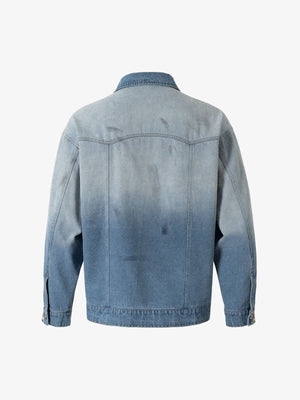 Denim Gradient-Dyed Floral Embroidered Jacket - thumbnail 2