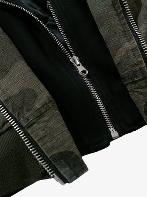 Retro Camouflage Faux Two-Piece Bomber Jacket - thumbnail 7