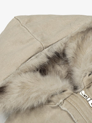 Retro Washed Fleece-lined Hooded Work Jacket - thumbnail 10