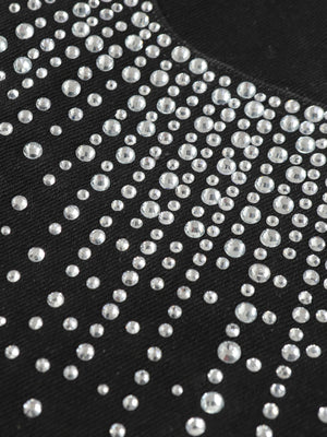 Schwarze Strass-Shorts – Strass Nahaufnahme | XoKool