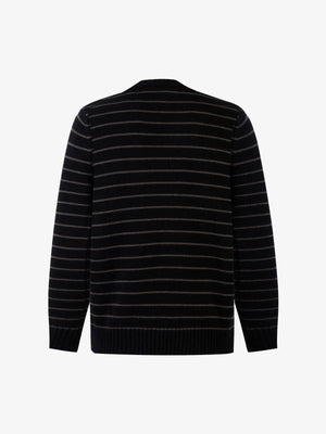 Striped Star Jacquard Loose Knitted Sweater - thumbnail 9