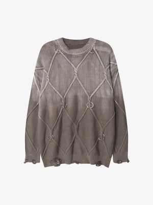 Paint Spray Hole Cable Crewneck Sweater - thumbnail 2