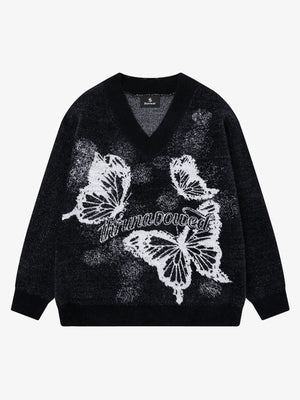 Vintage Butterfly V-Neck Sweater - thumbnail 1
