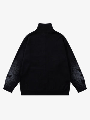 Street Dark Phantom Butterfly Stand-Collar Knit Cardigan Sweater - thumbnail 4