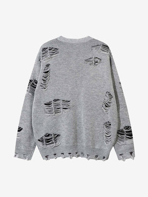 Retro Distressed Zipper Sweater - thumbnail 4