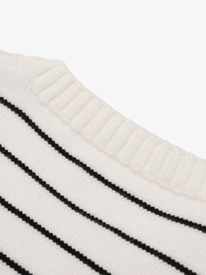 Striped Star Jacquard Loose Knitted Sweater - thumbnail 4