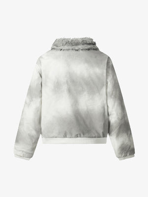 Vintage Dirty Dyed Washed Faux Fur Collar Padded Jacket - thumbnail 5