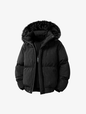 Vintage Fur Collar Hooded Cotton Jacket - thumbnail 1