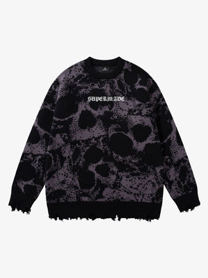 Dark Street Skull Frayed Hem Sweater - thumbnail 2