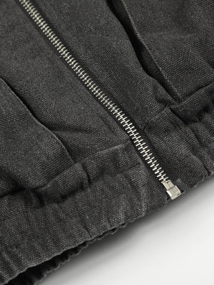 Pocket Zip Up Fur Collar Work Quilted Jacket - thumbnail 9