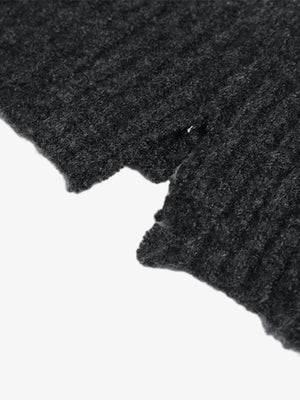 Vintage Knitted Distressed Raw Hem Half Zip Pullover Sweater - thumbnail 12