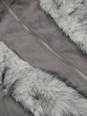 Vintage Dual-layer Collar Fleece-lined Zipper Jacket - thumbnail 14