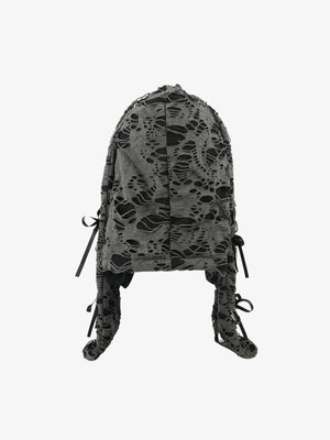 Punk Gothic Lace-Up Bow Earflap Trapper Hat - thumbnail 4