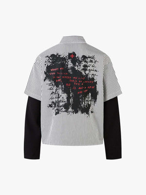 Street Dark Faux Two-Piece Striped Shirt - thumbnail 2