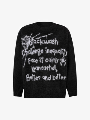 Retro Letter Jacquard Mink Sweater - thumbnail 1