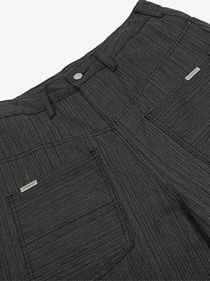 Striped Textured Reverse Pocket Pants - thumbnail 3