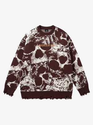 Dark Street Skull Frayed Hem Sweater - thumbnail 1