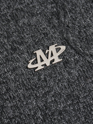 Turtleneck Cardigan Zip-Up Cable Sweater - thumbnail 5
