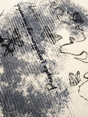 Ink-Splashed Butterfly Jacquard Zip Knit Sweater - thumbnail 8