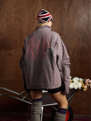 Street Graffiti Distressed High-Neck Padded Cotton Jacket - thumbnail 5