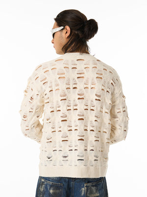 Ripped Openwork Crewneck Sweater - thumbnail 5