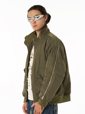Retro Street Hip-Hop Zipper Design Bomber Jacket - thumbnail 1
