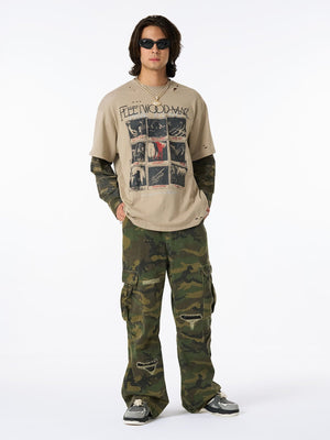 Camo cargo pants – on model, full front | XoKool