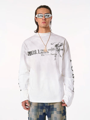 Distressed NO. 09 Long Sleeve T-Shirt - thumbnail 11