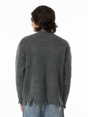 Distressed Quarter Zip Pullover – am Model, von hinten | XoKool