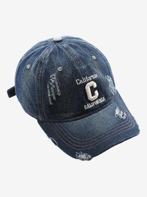 Retro Washed C Distressed Denim Baseball Cap - thumbnail 7