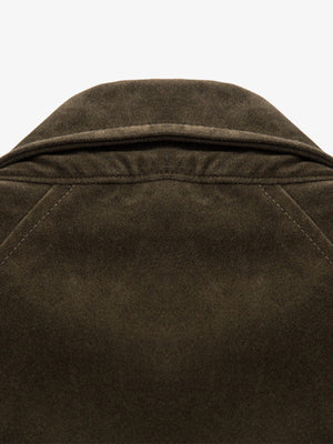 Suede Lapel Deconstructed Patchwork Jacket - thumbnail 13