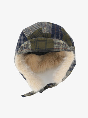 Vintage Plaid Patchwork Fleece Lined Trapper Hat - thumbnail 6