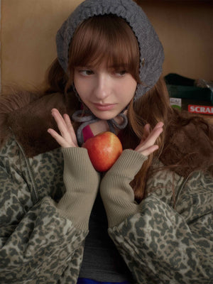 Retro Cheetah Fur Collar Cotton Jacket - thumbnail 2