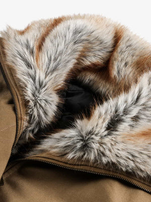 Retro Fur Collar Quilted Workwear Cotton Jacket - thumbnail 10