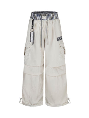 Double Waist Drawstring Baggy Cargo Pants - thumbnail 2