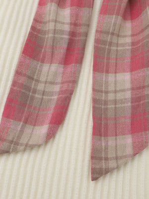 Plaid Scarf Patchwork Contrast Knit Sweater - thumbnail 11