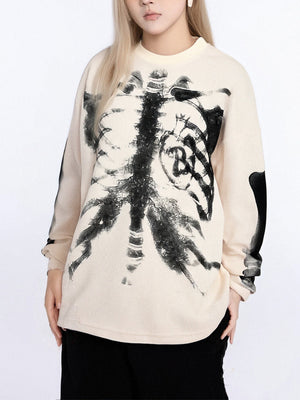 Skeleton Graphic Waffle Sweatshirt - thumbnail 6