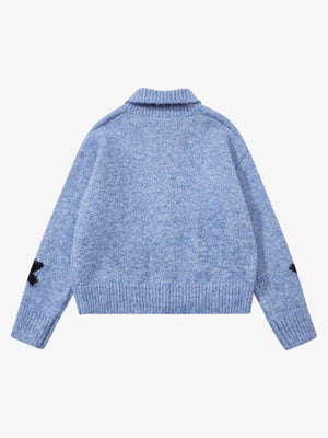 Casual Star Jacquard Double-Zip Cardigan Sweater - thumbnail 4