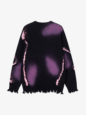 Raw Edge Damaged Dirty Dyed Niche Sweatshirt - thumbnail 4