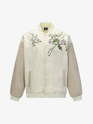 Retro Floral Embroidery Baseball Jacket - thumbnail 2
