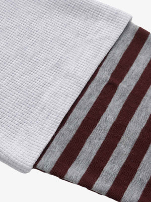 Jersey Waffle Faux Two-Piece Lapel Collar Striped Sweatshirt - thumbnail 9