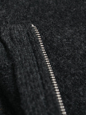 Vintage Knitted Distressed Raw Hem Half Zip Pullover Sweater - thumbnail 7